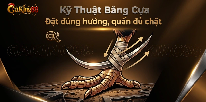 Đá Gà Cựa Sắt GAKING88 - Loại Cựa Tròn Và Cách Xem 3 Kỹ thuật băng cựa trong đá gà cựa sắt GAKING88 đặt cựa đúng hướng đá