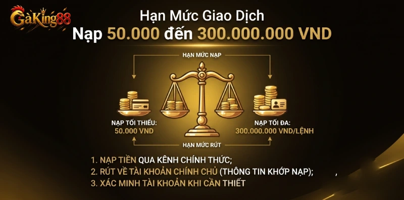Hạn mức nạp rút trong điều khoản và điều kiện GAKING88