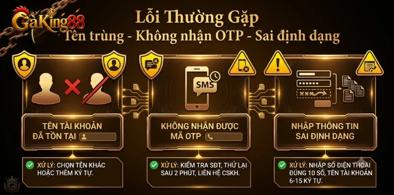 Đăng Ký GAKING88 - Hướng Dẫn Và Lưu Ý Khi Chơi Game 4 Các lỗi thường gặp khi đăng ký GAKING88 và cách xử lý