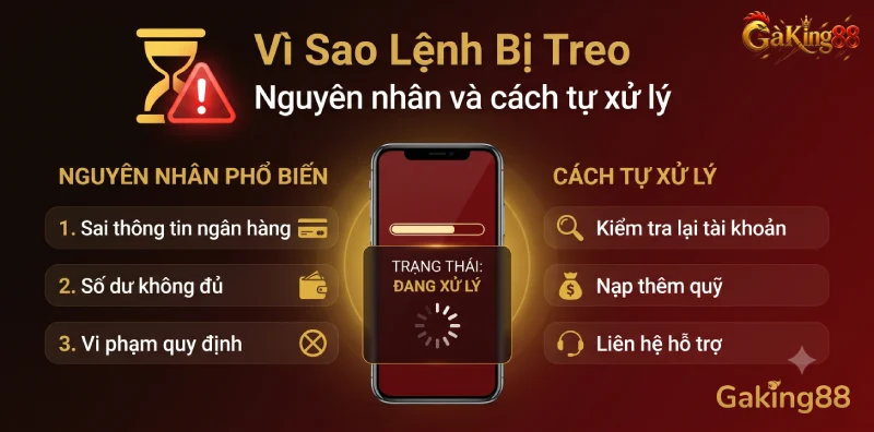 Rút Tiền GAKING88 - Hướng Dẫn Từng Bước Và Xử Lý Lỗi 5 Phần lớn lệnh rút bị treo đến từ sai sót hội viên có thể tự sửa