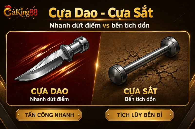 So sánh cựa dao và cựa sắt trong đá gà GAKING88 nhịp trận khác nhau