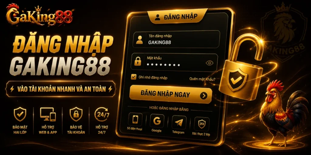 Đăng nhập GAKING88 trên web và ứng dụng vào tài khoản an toàn