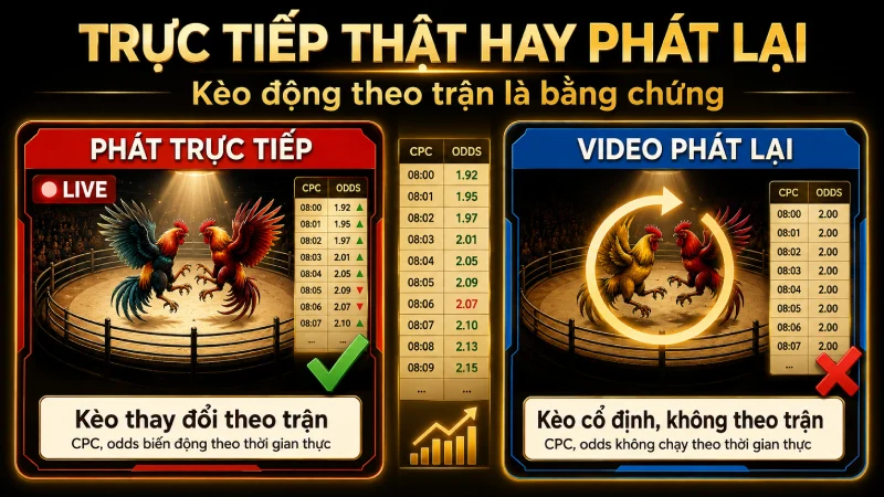 Cách kiểm chứng đá gà trực tiếp GAKING88 là thật không phát lại